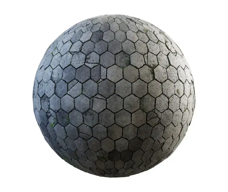 Damageded hexagon concrete pavement