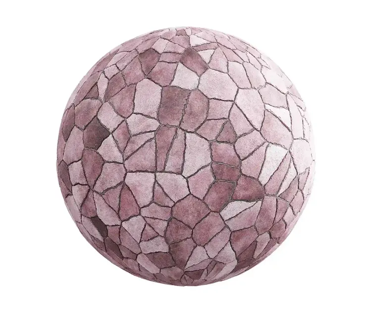 Irregular red sandstone pavement