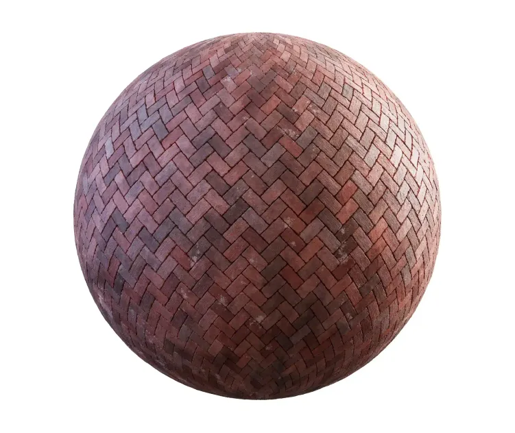 Red brick herringbone pavement