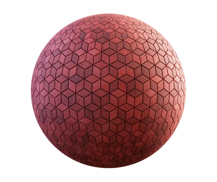 Red cube concrete pavement