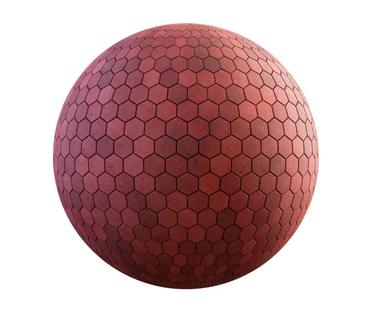 Red hexagon concrete pavement