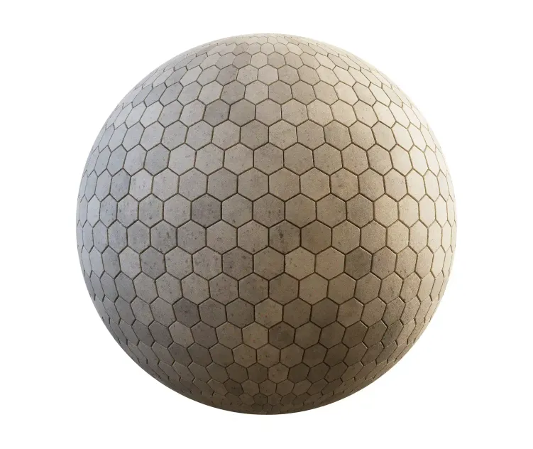 Yellow hexagon conrete pavement