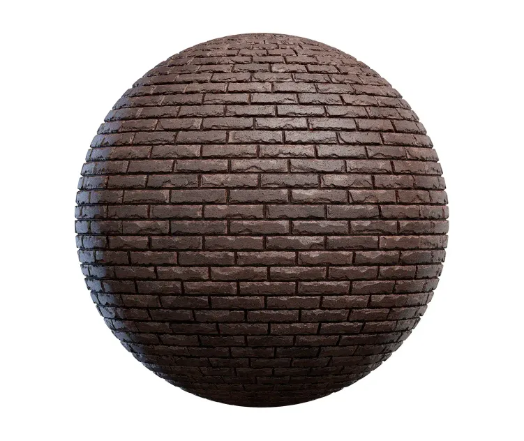 Damaged brown brick wall