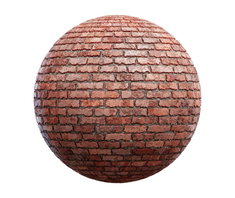 Damaged red brick wall