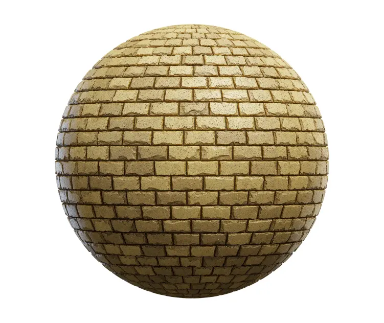Damaged yellow brick wall
