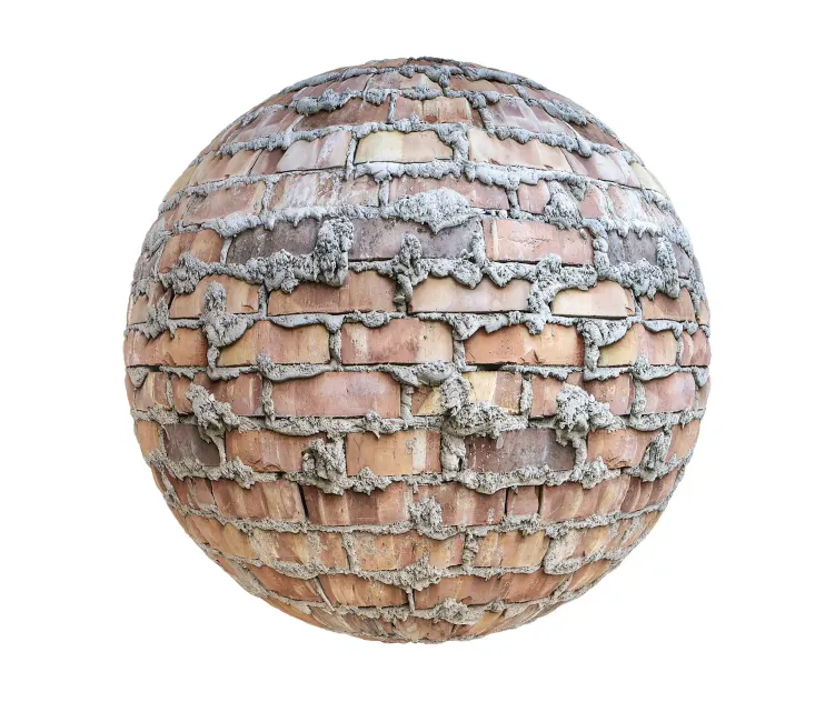 Old brick wall with cement