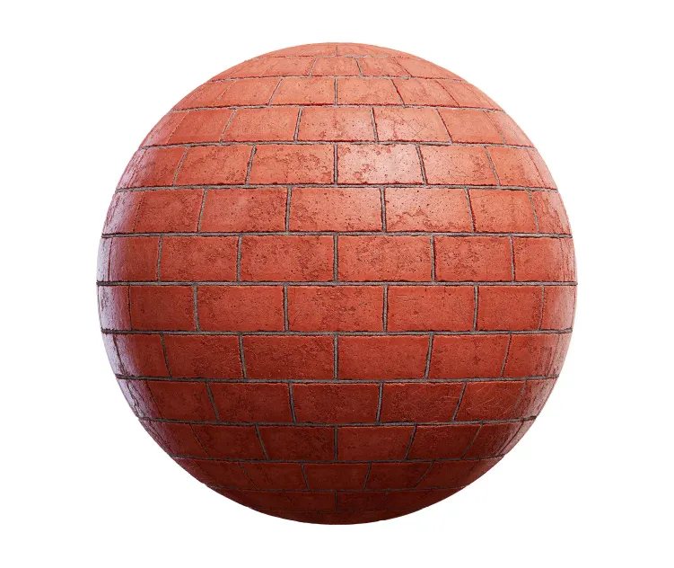Scratched red brick wall