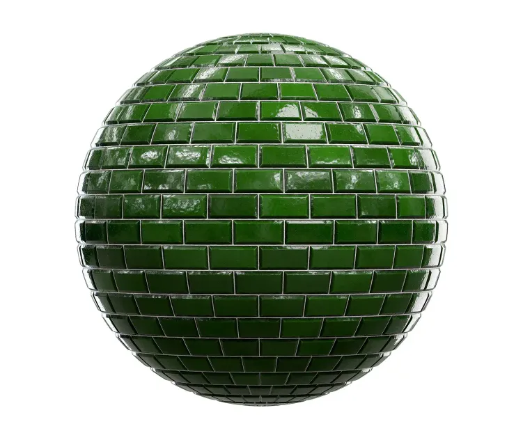 Shiny green brick wall