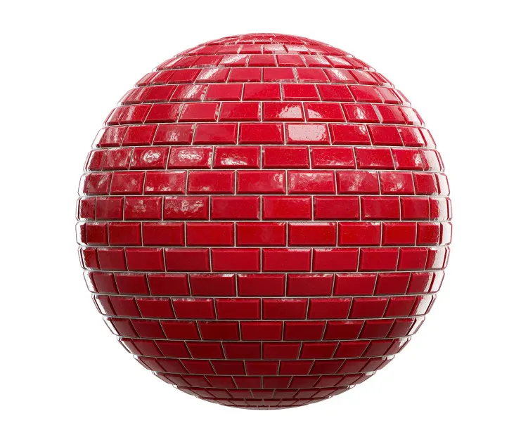 Shiny red brick wall