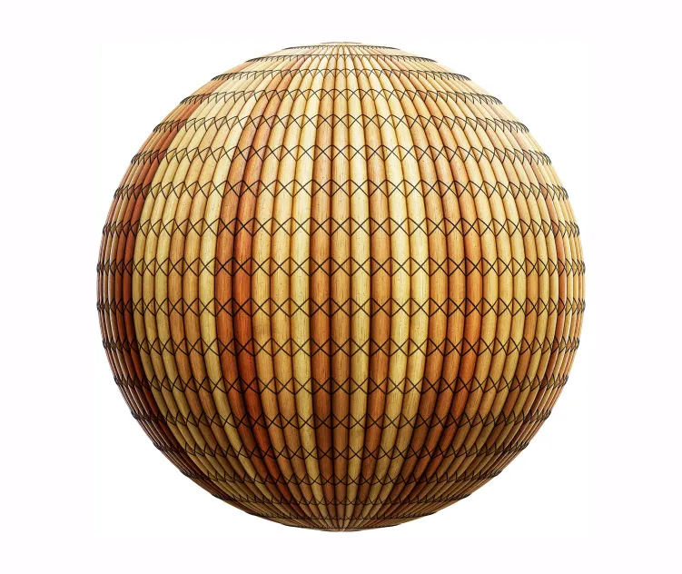 Round planks wooden fence 2