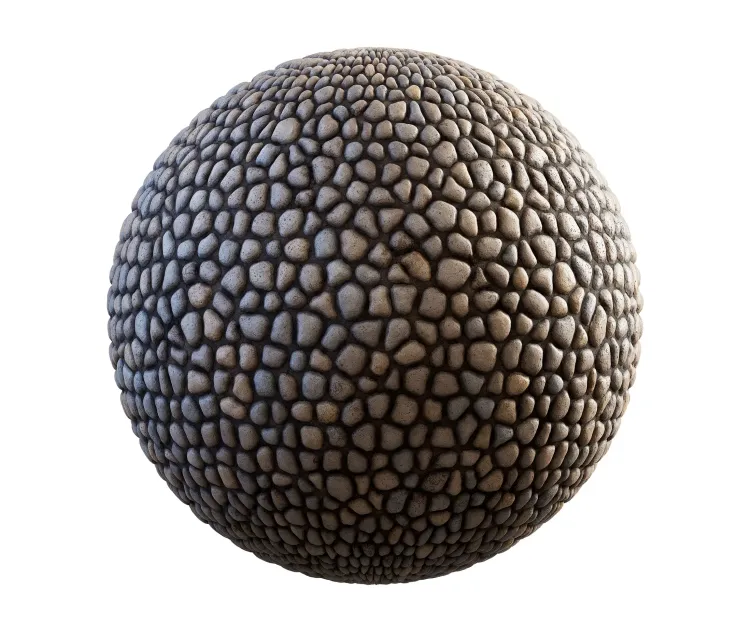 Round stone pavement