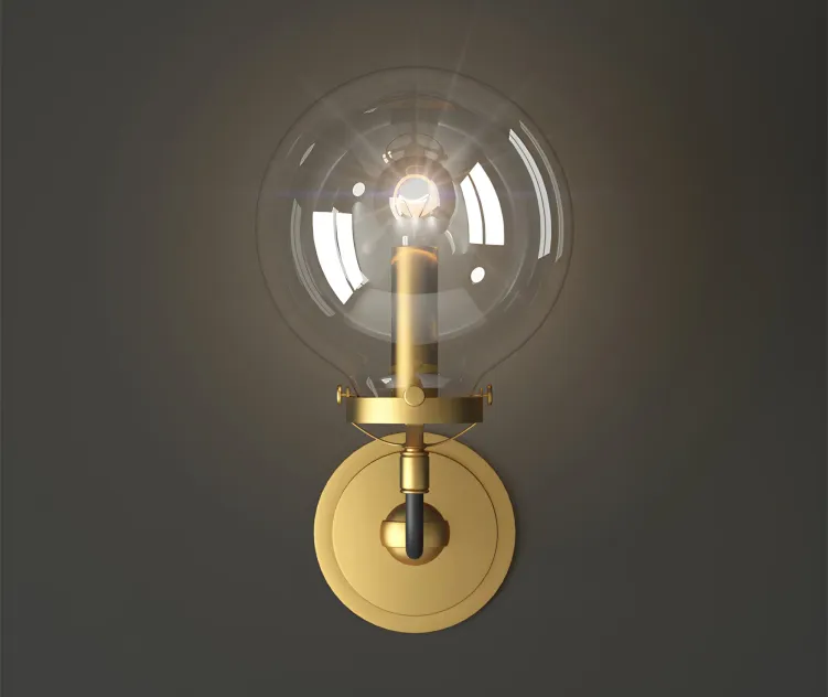 Bra bistro globe clear glass single sconce brass