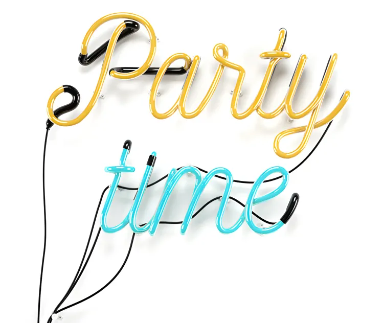 Neon inscription party time