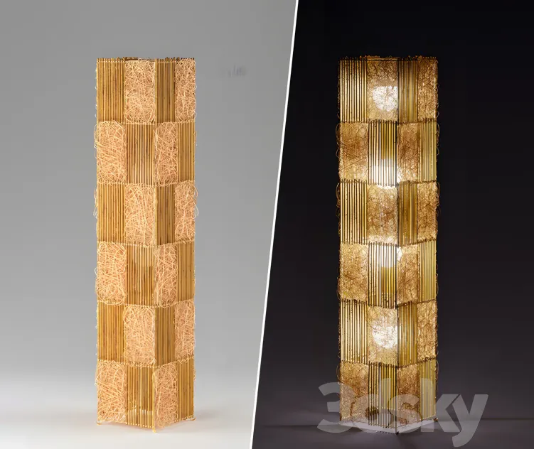 Bamboo rattan floor lamp