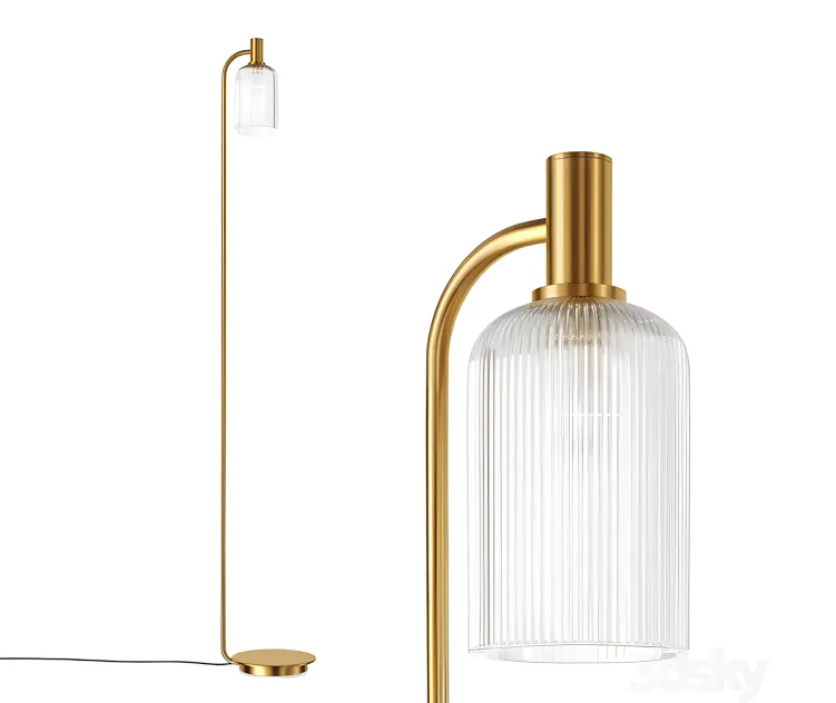 Brass cut glass floor lamp