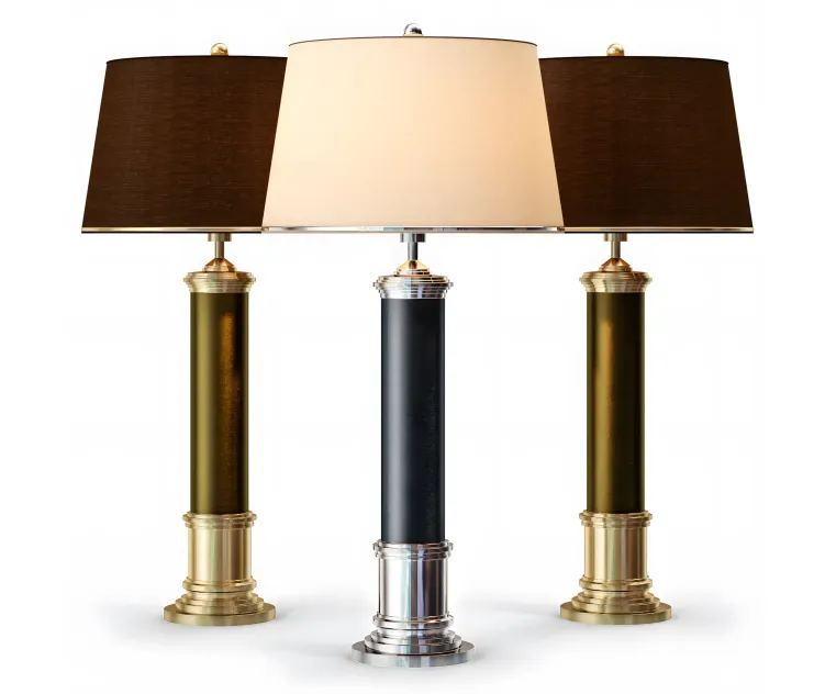 Frederick cooper leather column table lamp
