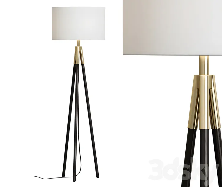 Hyde brass bronze metal tripod floor lamp
