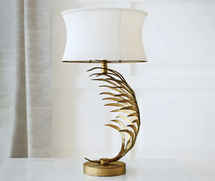 Metal palm frond table lamps