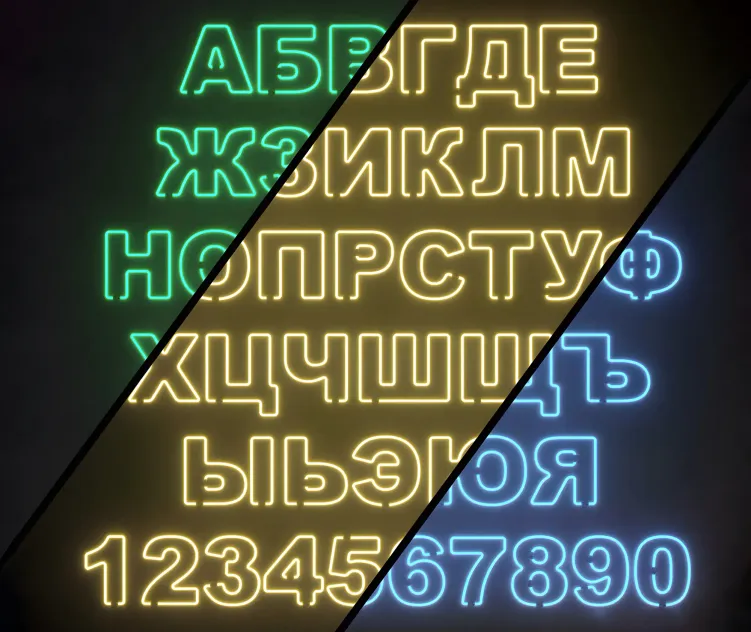 Light modules set neon alphabet