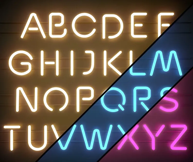 Light modules set neon alphabet