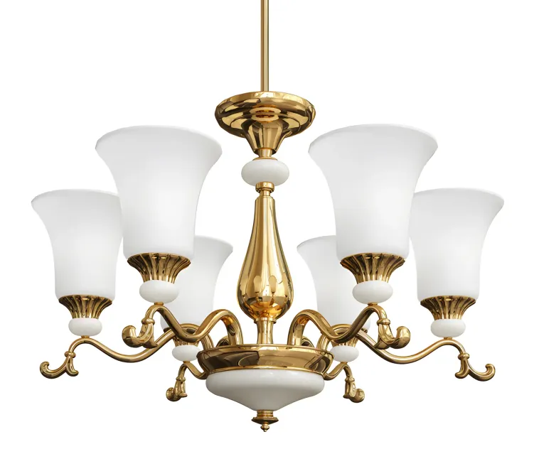 Contemporary clean copper chandelier