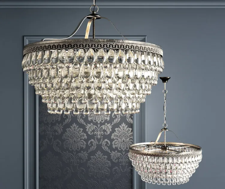 Chandelier clarissa glass drop petite round chandelier
