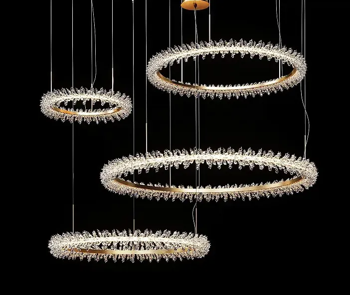 Collection crystal ring luxury led chandelier