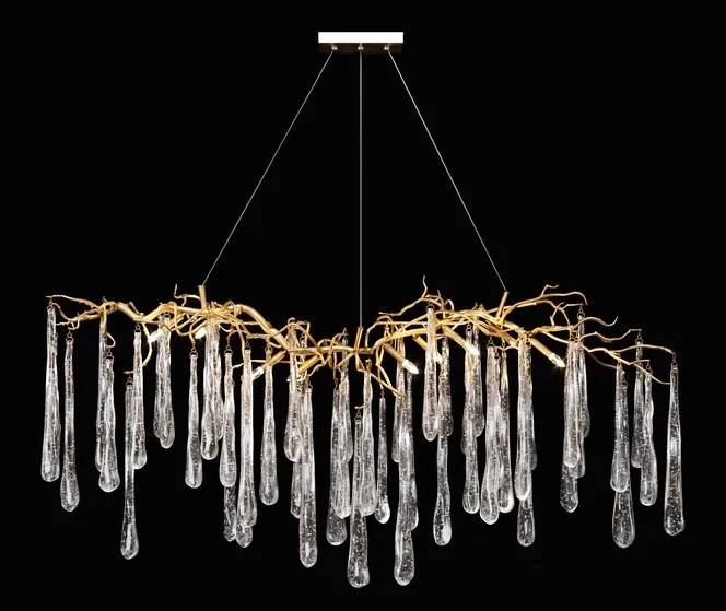 John richard brass glass teardrop nine light chandelier