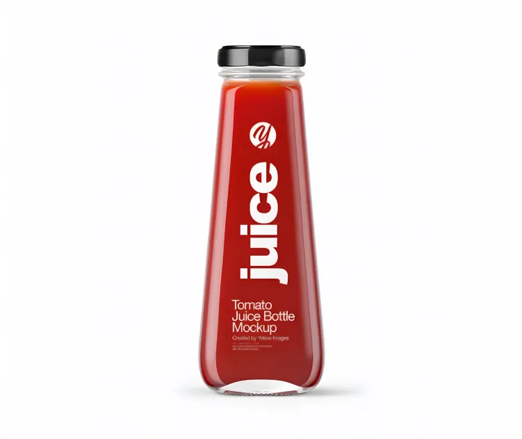 Clear Glass Bottle With Tomato Juice