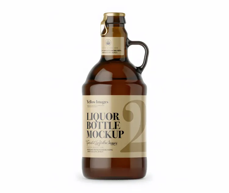 Dark Amber Glass Bottle With Handle