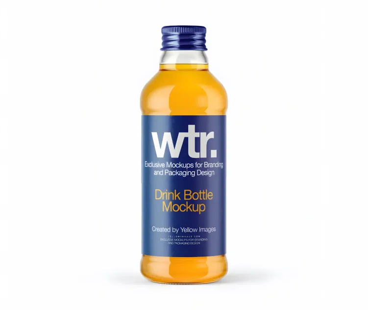 Glass Bottle With Orange Soft Drink