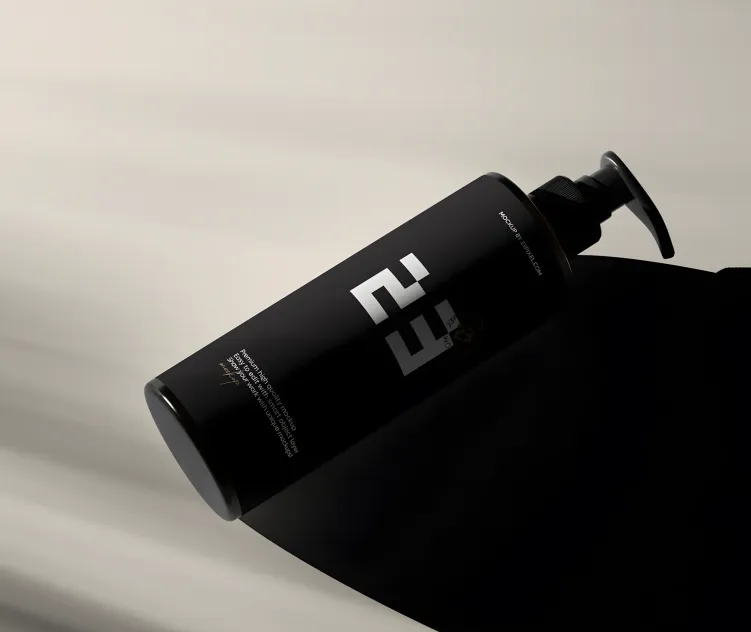 Amber Glass Slim Pump Bottle With Shadows 03