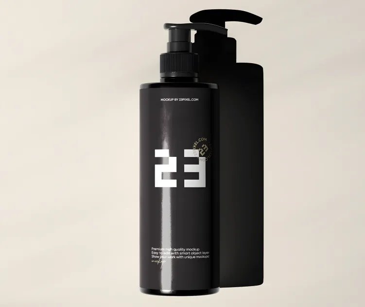 Amber Glass Slim Pump Bottle With Shadows 05