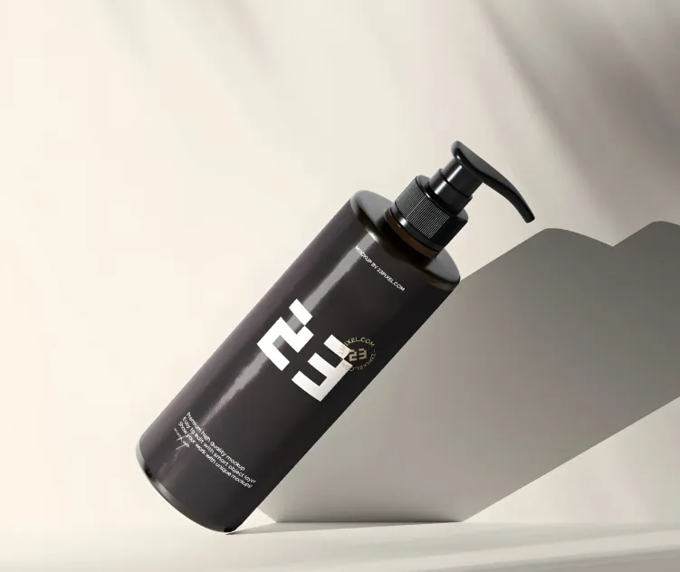 Amber Glass Slim Pump Bottle With Shadows 07