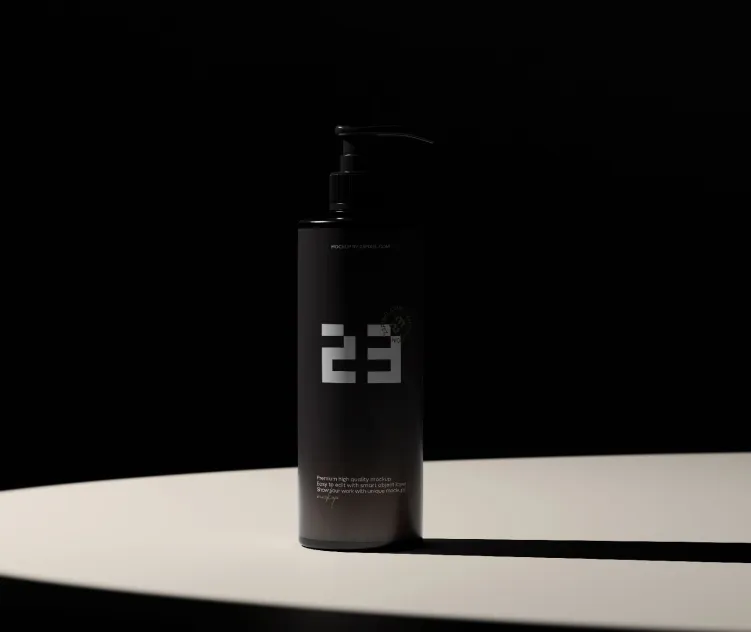 Amber Glass Slim Pump Bottle With Shadows 08