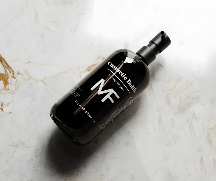 Black Pump Bottle Featuring an Eucalyptus Plant 04