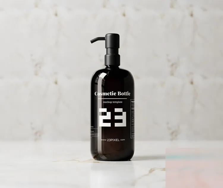 Black Pump Bottle Featuring an Eucalyptus Plant 06