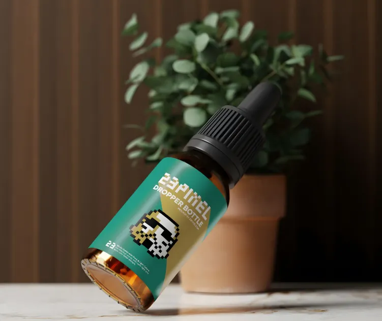 Amber Glass Dropper Bottle With Eucalyptus Plant 03