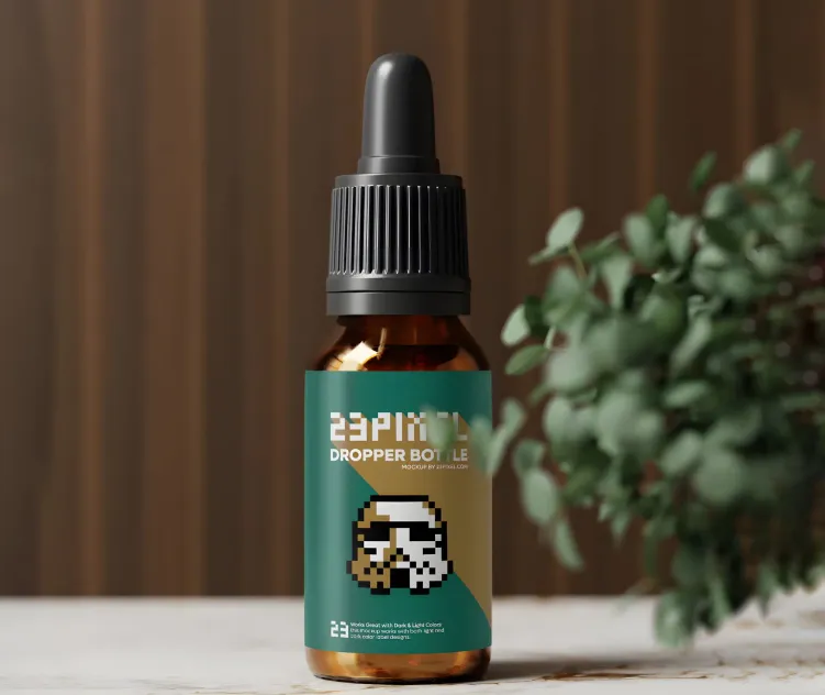 Amber Glass Dropper Bottle With Eucalyptus Plant 04