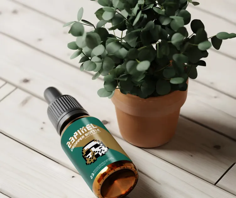 Amber Glass Dropper Bottle With Eucalyptus Plant 08