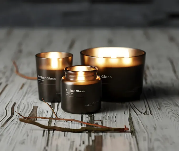 Amber Glass Candle 3