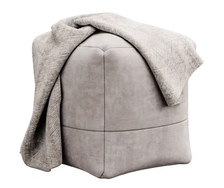 Cotton canvas square pouf