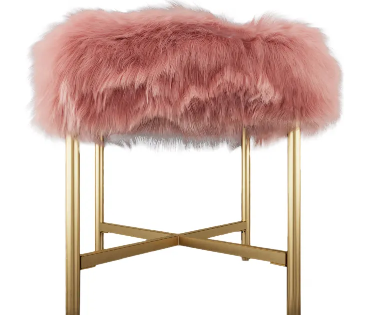 Homepop decorative faux fur square ottoman