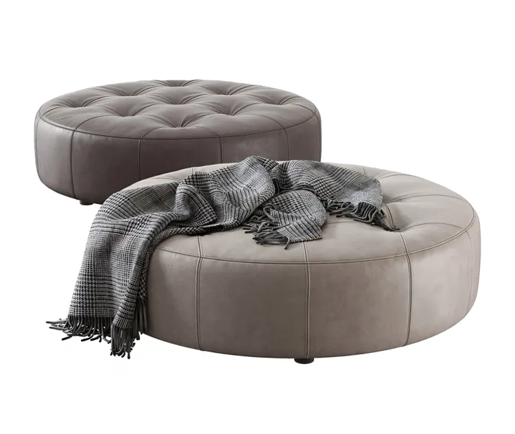 Leathercraft vivian round ottoman