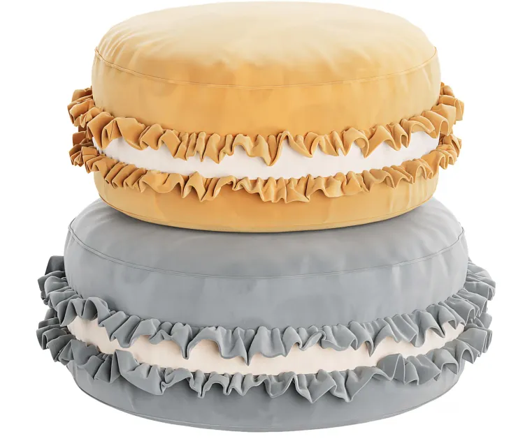 Macaron Pouf Velour Cookie Pillow