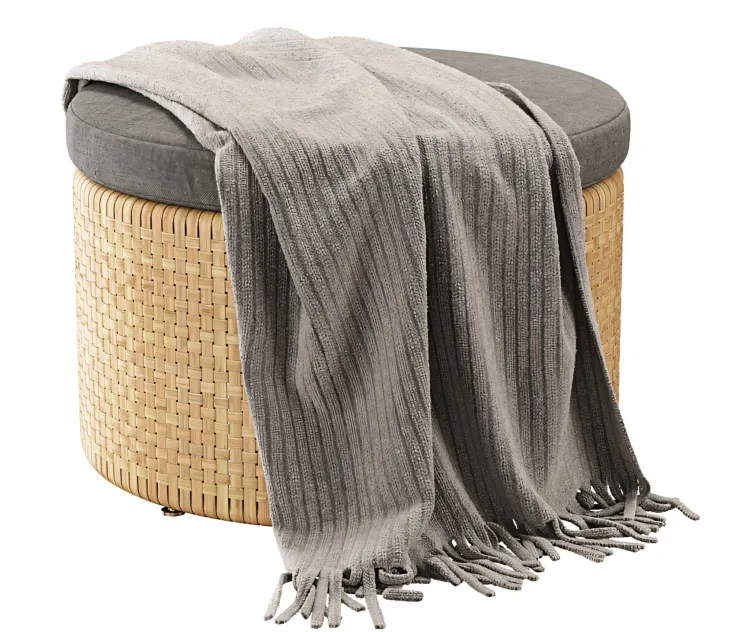 Monica rattan round pouf