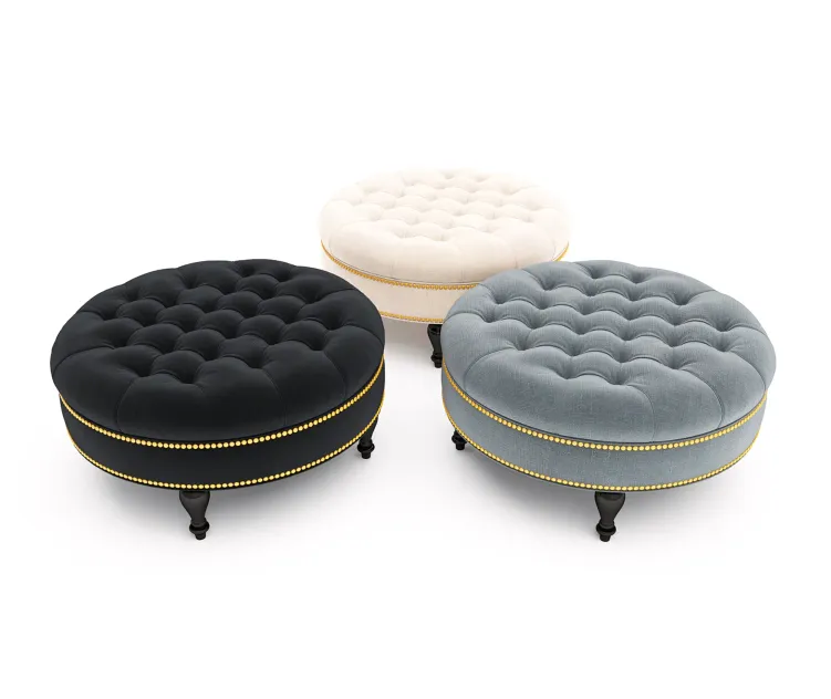 Palfrey linen modern tufted ottoman