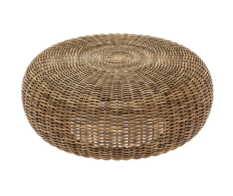 Round braided rattan pouf california