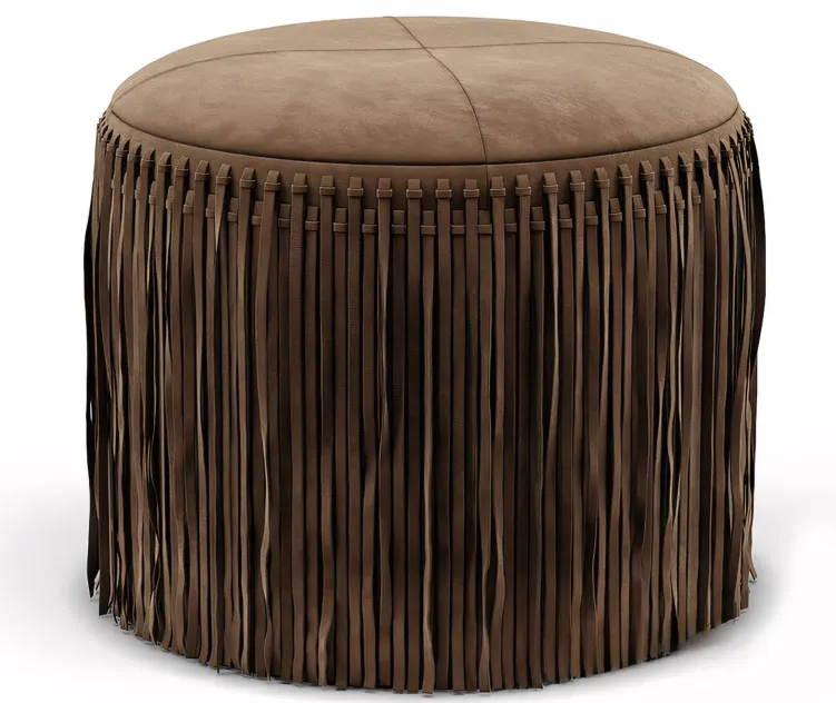 Wisteria suede boho round ottoman