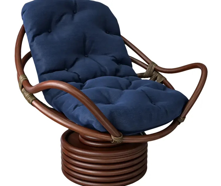 Bali rattan papasan swivel rocker with cushion